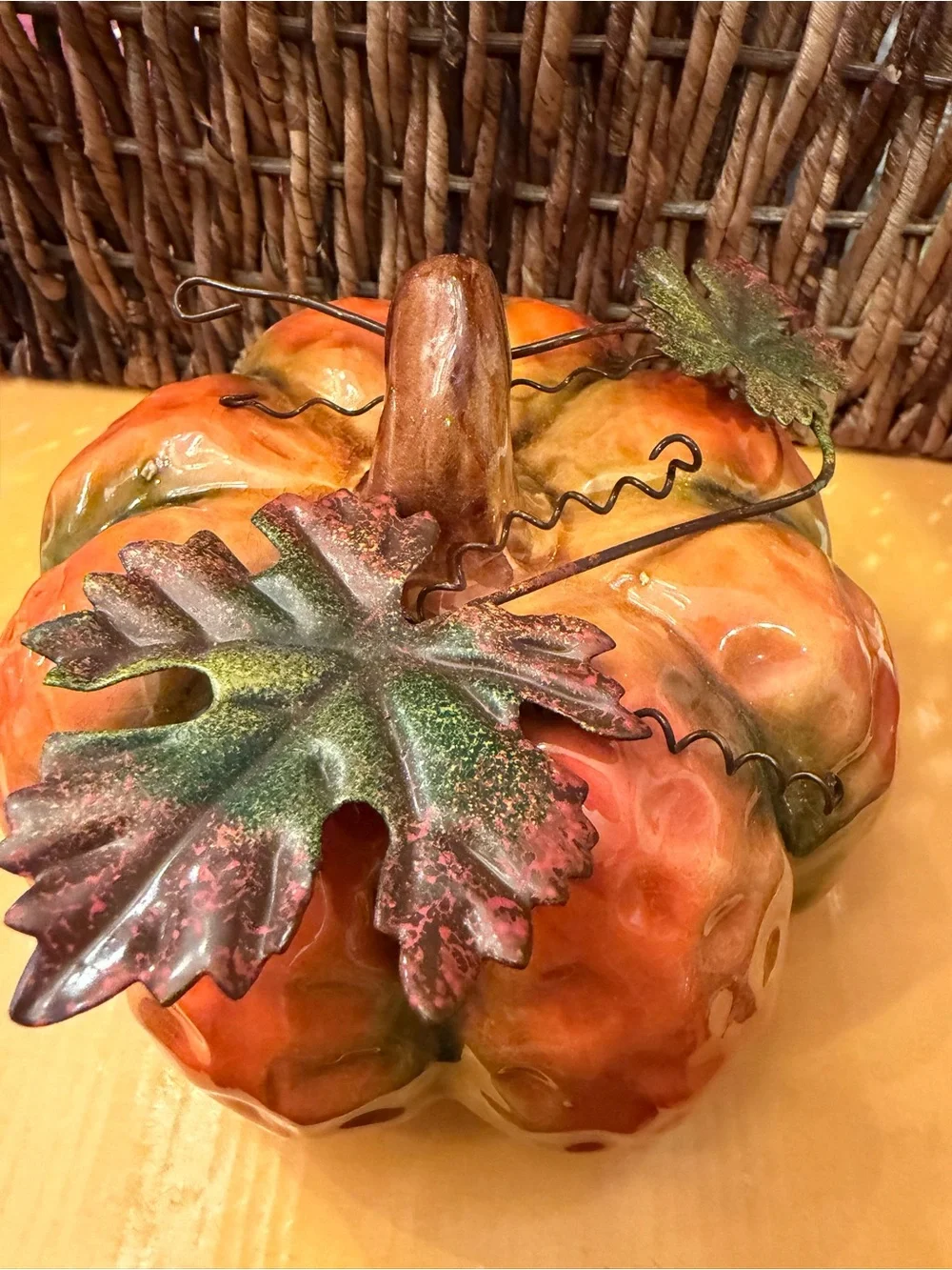 Set of 2 ceramic Pumpkins Halloween decor
